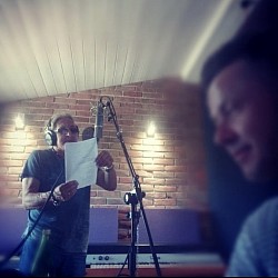 Grzegorz Markowski podczas wspólnego nagrania w moim studiu.
